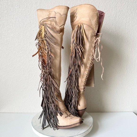 Junk Gypsy by Lane Shoes - Junk Gypsy Lane Spirit Animal Cowgirl Western Boots 6.5 Over The Knee Fringe